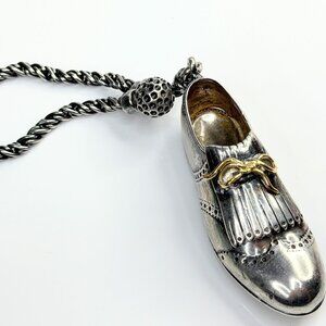 Vintage John Hardy Sterling Silver 18K Golf Shoe & Golf Ball Pendant SS252